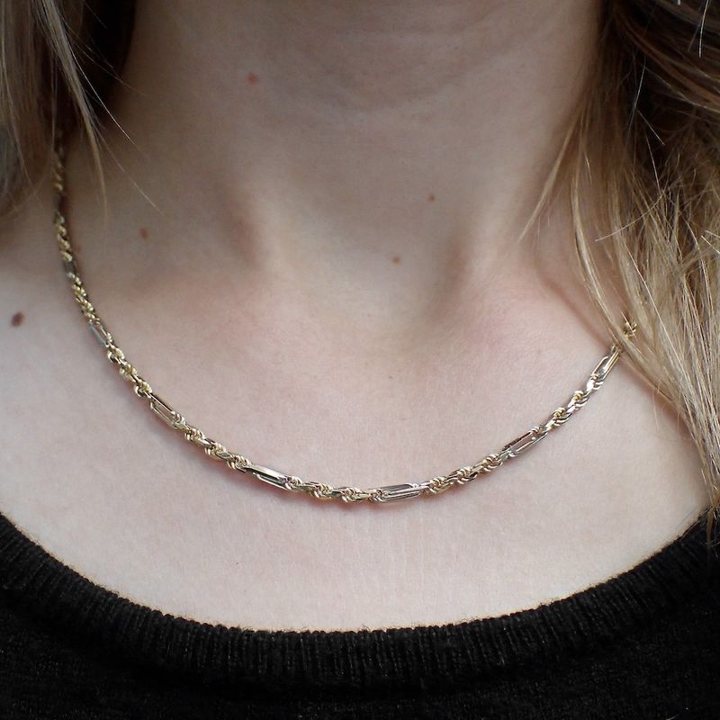 Image 6 of Two-tone gold Figarope link chain; Cento Group