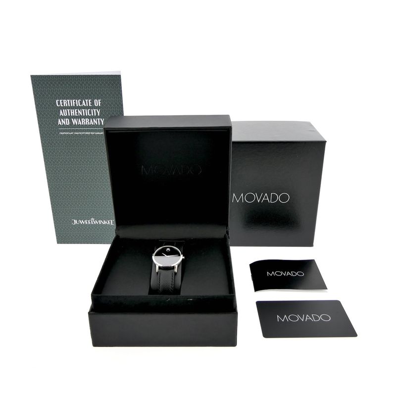 Image 9 of Movado Museum Classic; Steel women's watch with black dial; 0607204