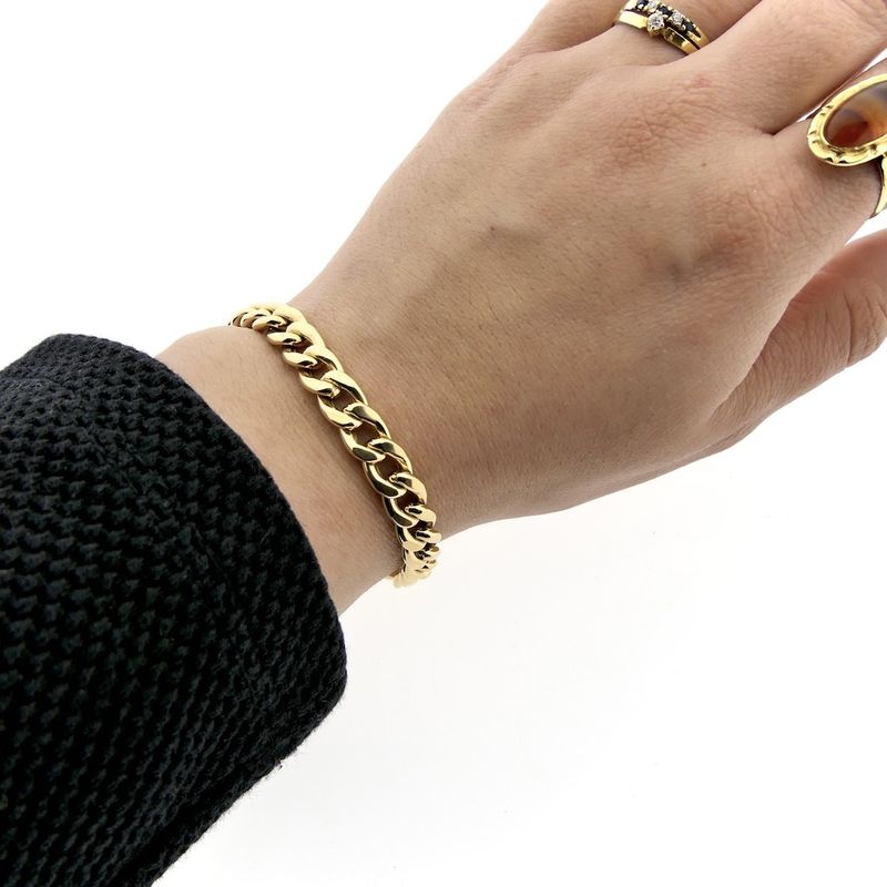 Image 4 of Gold gourmet link bracelet with sapphire | 19.5 cm