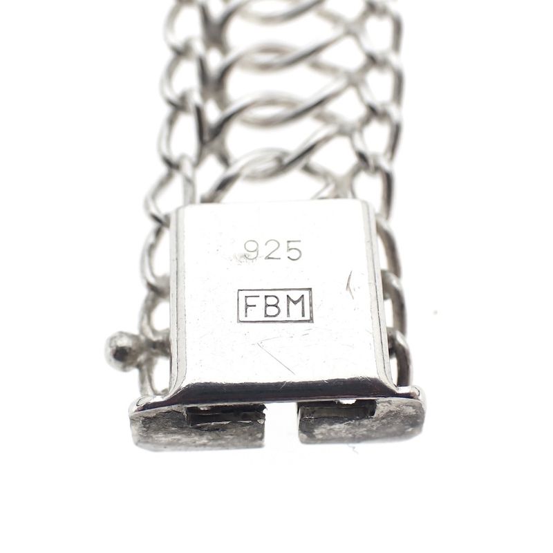 Image 8 of Silver wide braided link bracelet | 20 cm