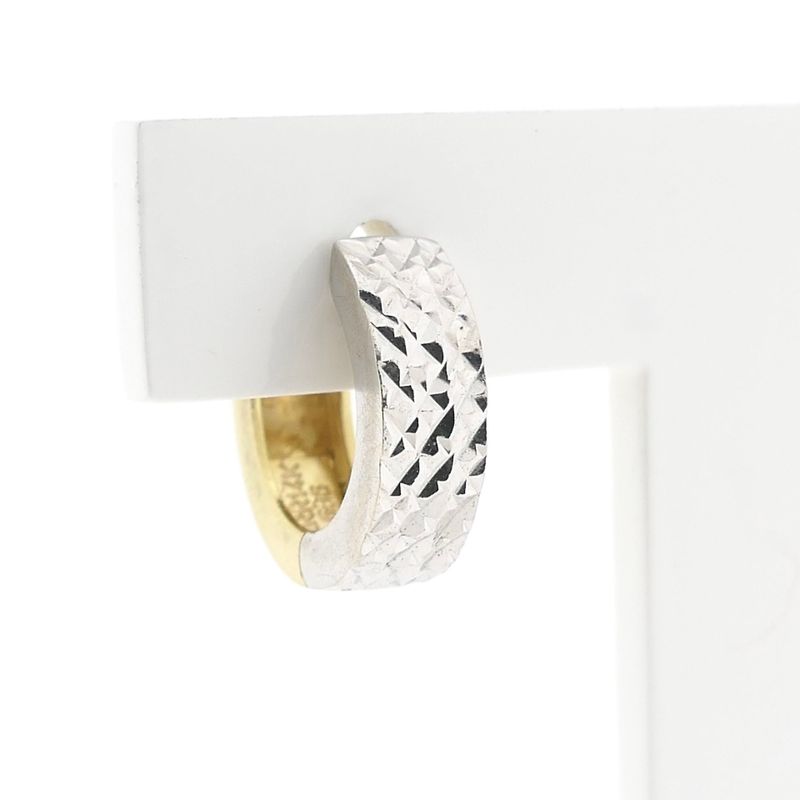 Image 4 of Bicolor Gold Hoop Earrings; Ø 12.9