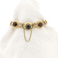 Antiek gouden bootjes armband met granaat | 18,5 cm