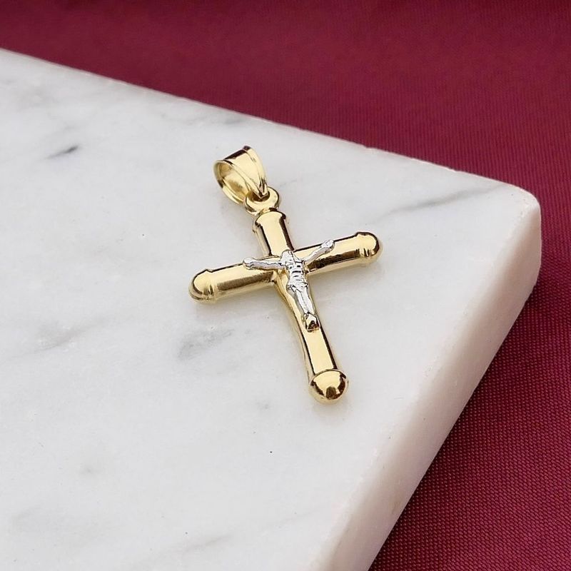 Image 2 of Bicolor Gold Cross Pendant