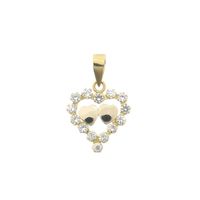 Two-tone gold heart pendant with zirconia