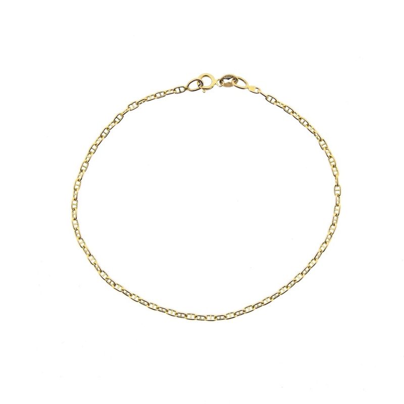 Image 1 of Gold thin anchor link bracelet | 18.5 cm