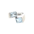 Image 3 of 18K White Gold Toi et Moi Ring with Aquamarine