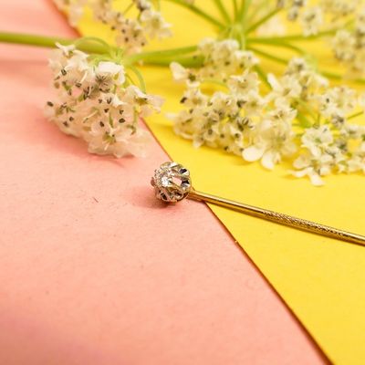 Image 2 of Two-tone gold lapel pin, tie pin with diamond | 0.08 ct.