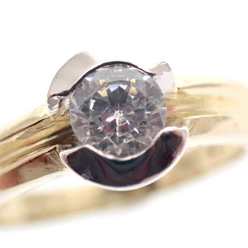 Image 7 of Two-tone gold solitaire ring with zirconia