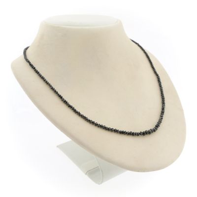 Image 2 of Black diamond bead necklace with gold clasp