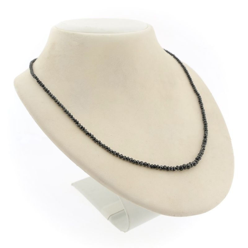 Image 2 of Black diamond bead necklace with gold clasp