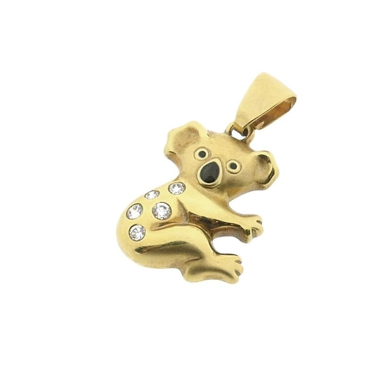Image 7 of Gold pendant of a koala with enamel and zirconia
