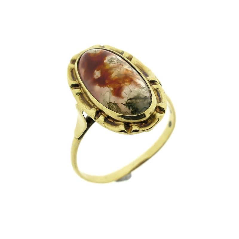 Image 1 of Gold ring with moss agate | Vintage