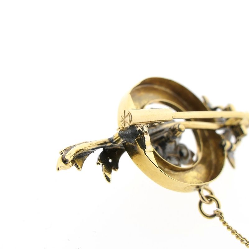 Image 6 of Antique gold brooch with rose-cut diamonds; approx. 0.40 ct.