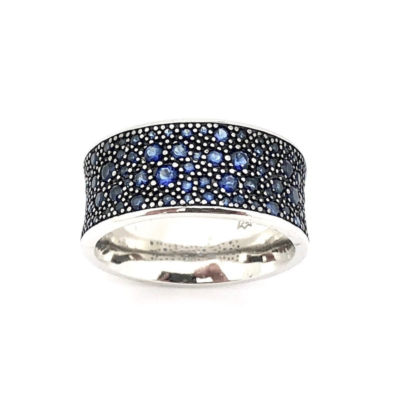 Image 1 of Silver ring with blue zirconia stones