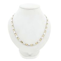 Bicolor gold fantasy link necklace; 14 karat; 44 cm