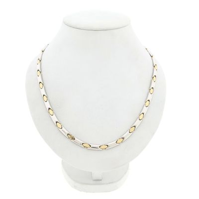Image 1 of Bicolor gold fantasy link necklace; 14 karat; 44 cm
