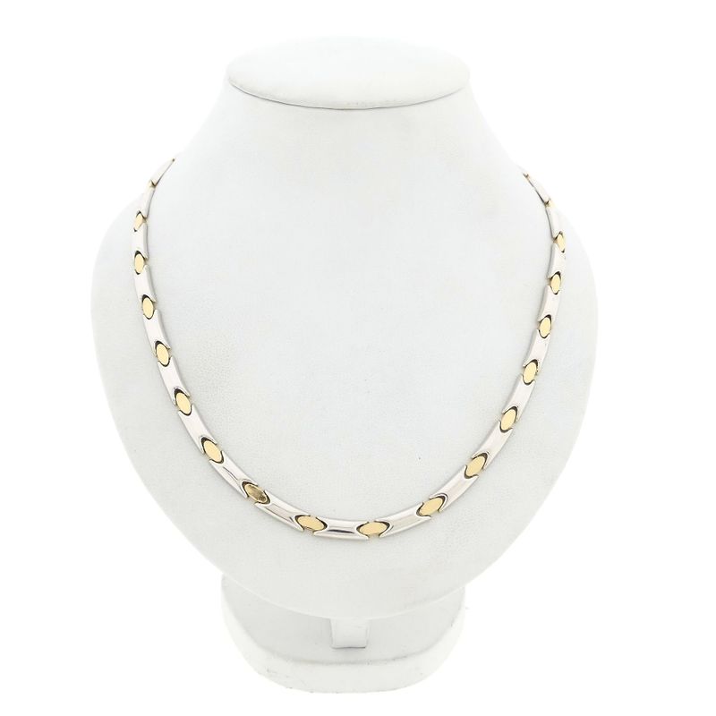 Image 1 of Bicolor gold fantasy link necklace; 14 karat; 44 cm