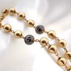 Image 5 of Gold rosary necklace with patinated beads