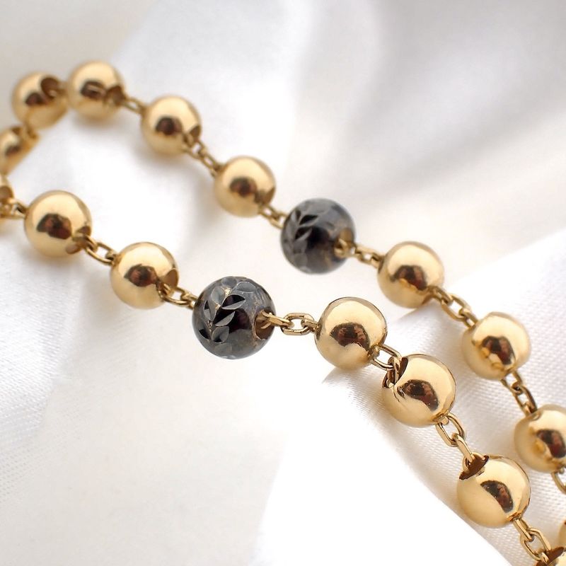 Image 5 of Gold rosary necklace with patinated beads