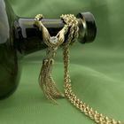 Image 11 of Gold twisted link chain with tassels and zirconia