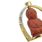 Image 7 of 18-karat two-tone gold Buddhist pendant with blood coral and diamond | approx. 0.08 ct.
