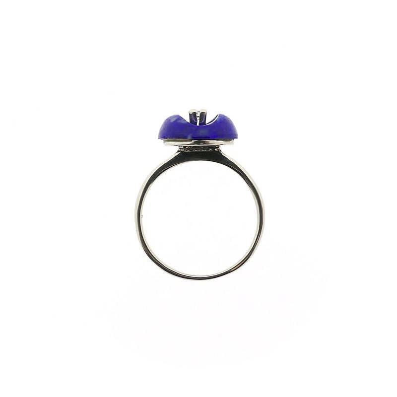 Image 7 of White gold ring with sodalite and diamond; 0.04 ct.