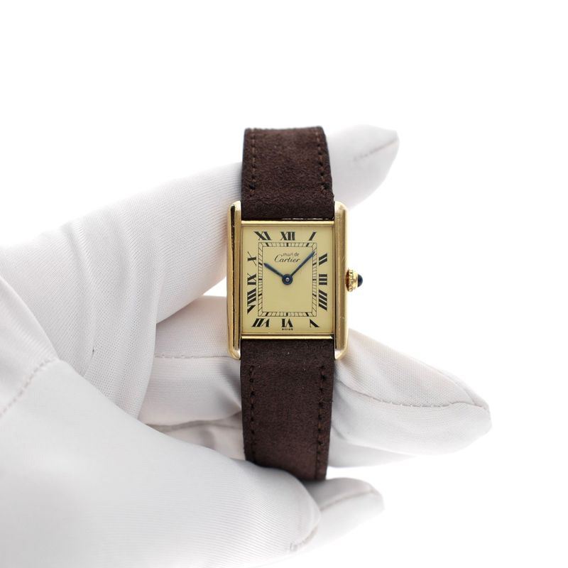 Image 9 of Cartier Tank Vermeil 'Large' 590005; Vintage Unisex Watch with Papers