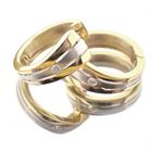 Image 2 of Two-tone gold earrings with diamonds | Ø 17 mm