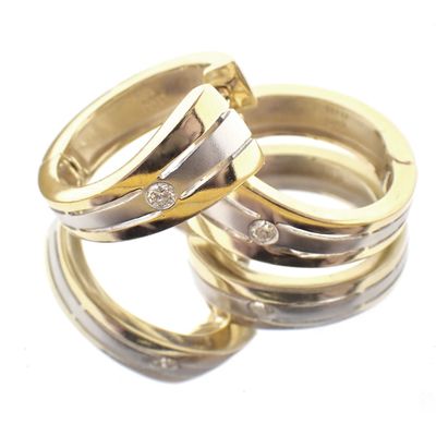 Image 2 of Two-tone gold earrings with diamonds | Ø 17 mm