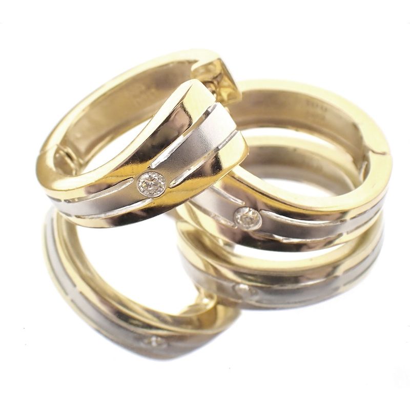 Image 2 of Two-tone gold earrings with diamonds | Ø 17 mm