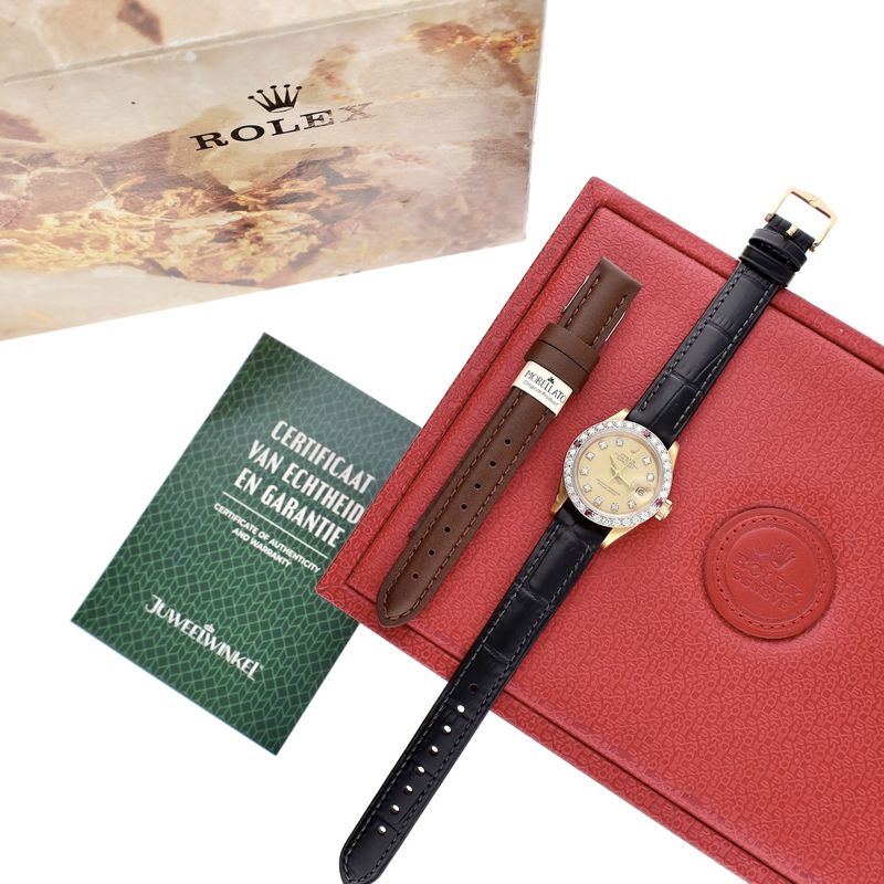 Image 19 of Rolex Datejust 26mm 69178; 18k gold women's watch with diamonds and rubies