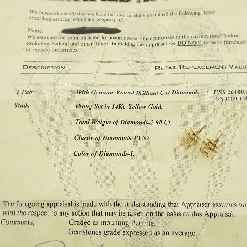 Image 13 of Exclusive gold earrings with diamonds; 2.90 ct.