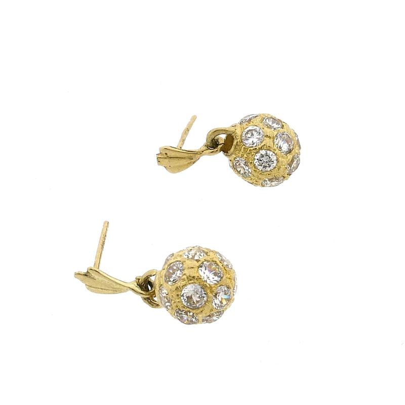 Image 7 of Gold Ball Earrings with Zirconia