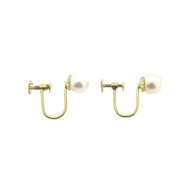 Image 6 of Vintage gold earrings with pearl