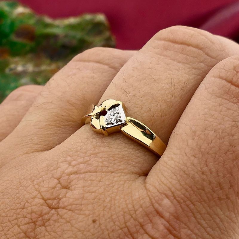 Afbeelding 4 van Gouden ring met diamanten; 0,015 ct. 