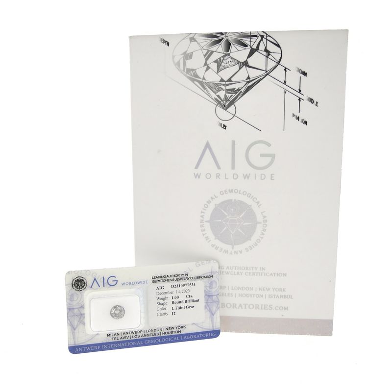 Image 5 of 1.00 ct. Brilliant cut diamond; Color I; Quality I2 + AIG Certificate
