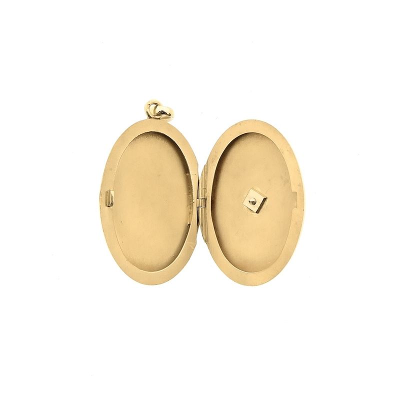 Image 10 of 18K Two-tone medallion pendant with rose-cut diamonds | 0.03 ct.