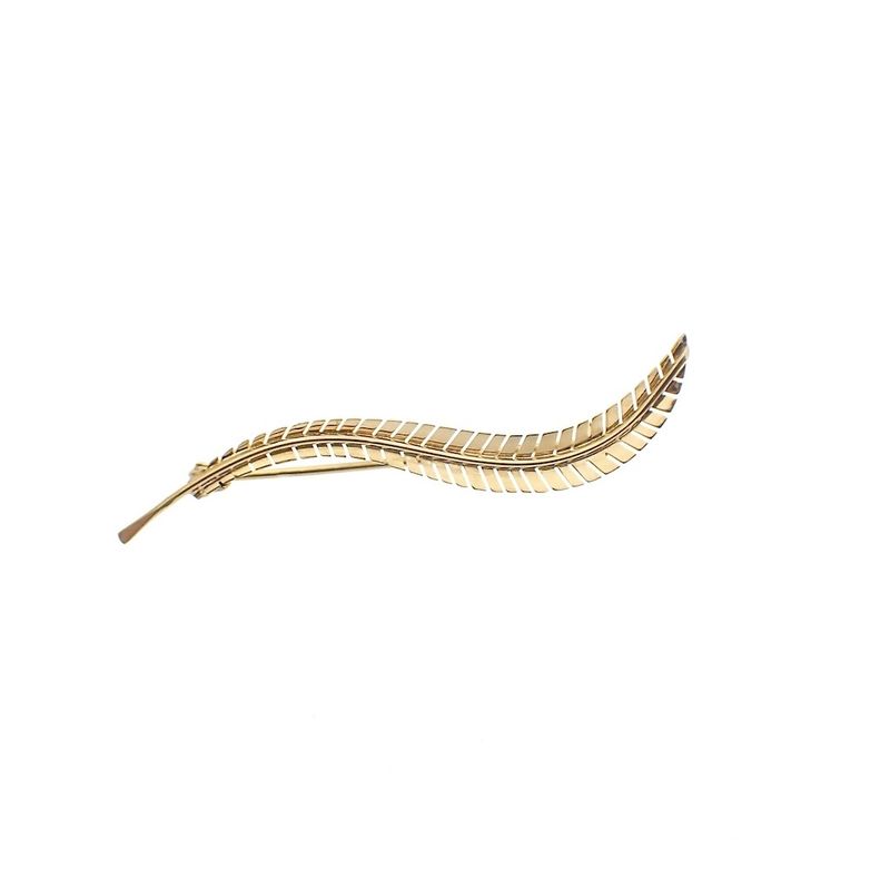 Image 1 of Vintage gold brooch of a feather