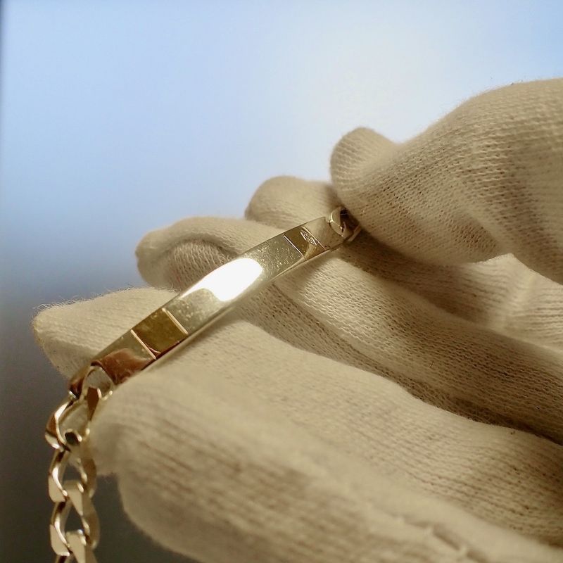 Image 6 of Silver bracelet with an engraved plate featuring 18K gold patches | 20 cm