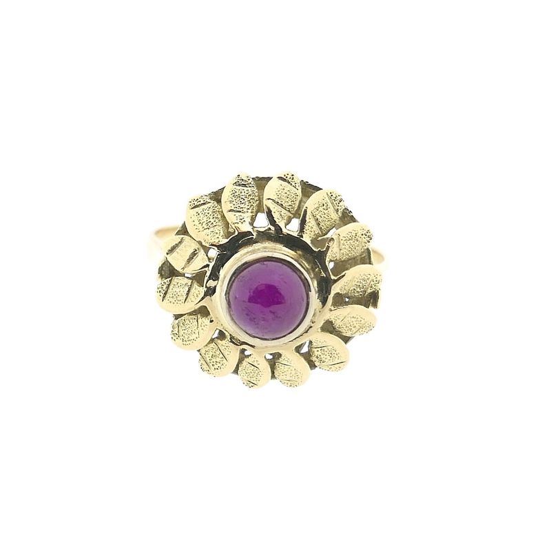 Image 2 of Vintage gold floral ring with ruby