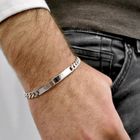 Image 2 of Silver flat gourmet bracelet with engraving plate | 20 cm