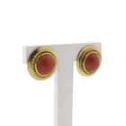 Image 1 of Gold ear clips with red coral.