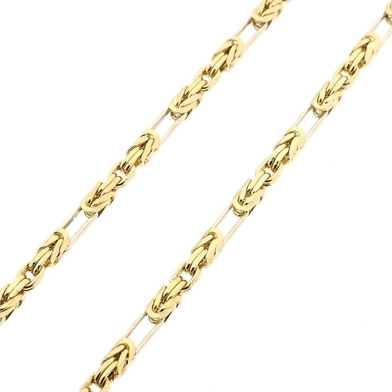 Afbeelding 6 van Bicolor gouden vierkante koningsschakel ketting | 45,5 cm