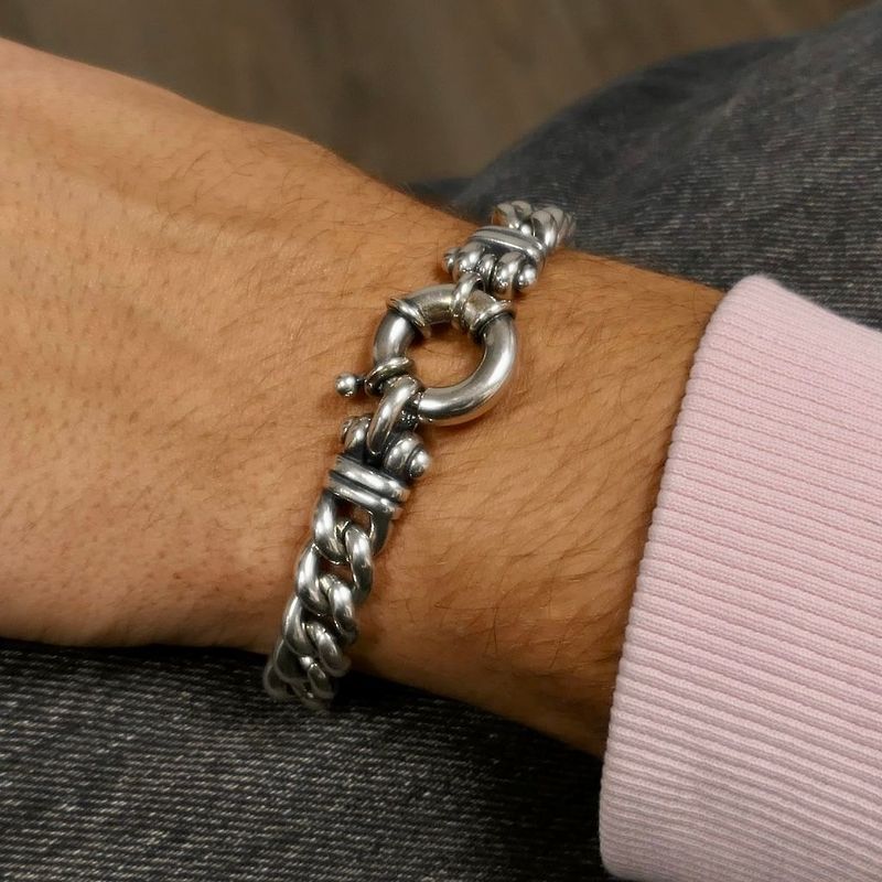 Image 10 of Robust silver gourmet link bracelet