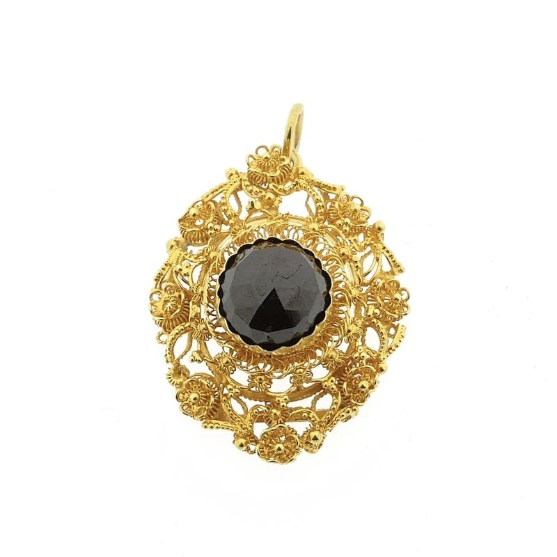 Image 1 of Vintage gold pendant with garnet.