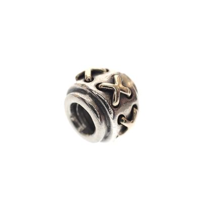 Image 1 of Pandora charm; Silver with gold; Golden Laces