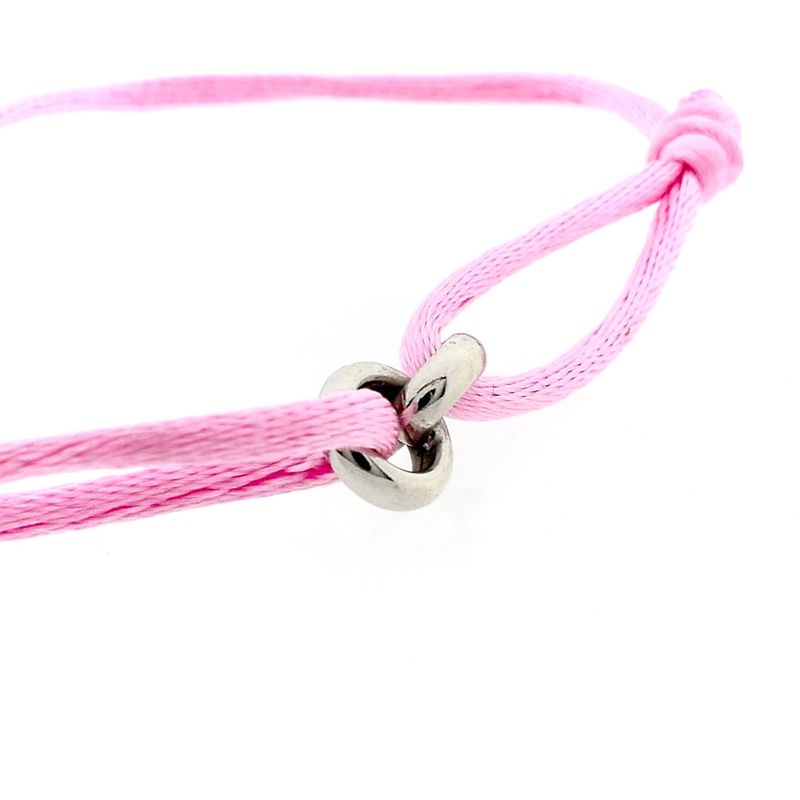 Image 4 of Forever Knots® Handmade Pink Satin Bracelet with Silver Chain