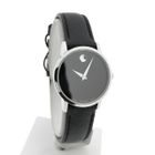 Image 3 of Movado Museum Classic; Steel women's watch with black dial and leather strap; 0607220