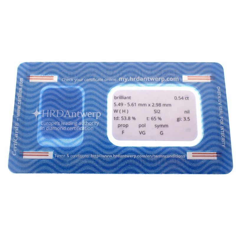 Image 3 of 0.54 ct. Brilliant cut diamond H/SI1 + HRD Certificate - Natural diamond