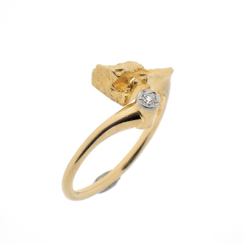 Image 7 of 18-karat gold fantasy ring with 0.01 ct. diamond